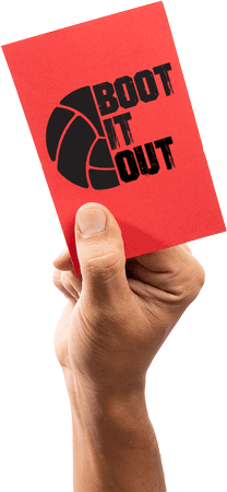 Ref hand giving a red card